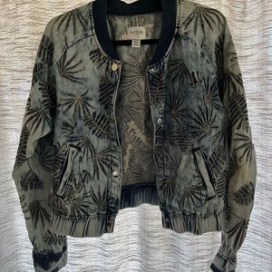 Guess Denim Jacket with Palm Embroidery